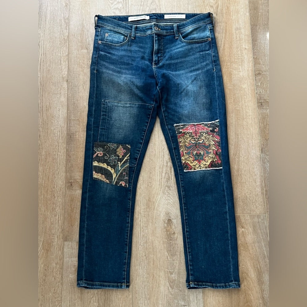 Anthropologie Pilcro Slim Boyfriend Jean with Patches sz 29